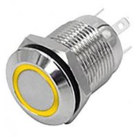 Tlačidlo OFF-(ON) 12mm, 250V/2A, žlté presvetlenie